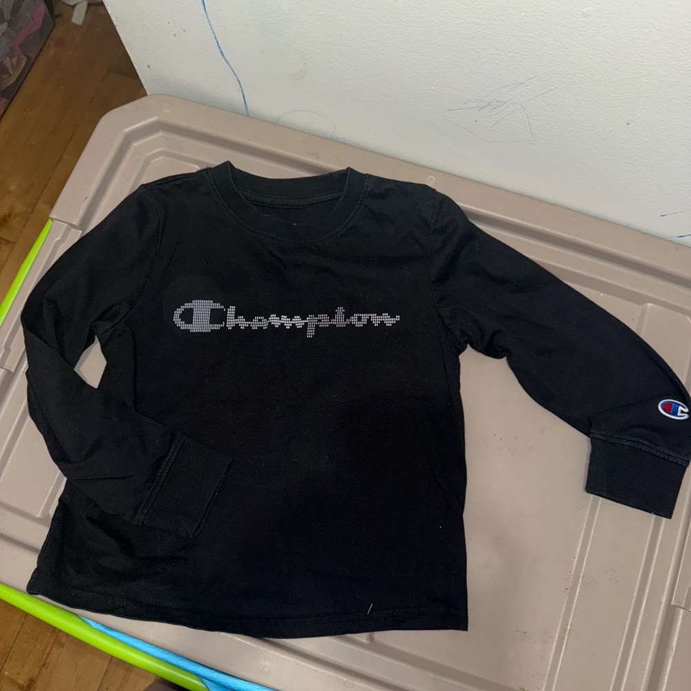 Champion Black Long Sleeve Logo Tee for Kids
